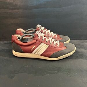 Ecco Spikeless Golf Shoes Men’s Size 11.5 EU 45 Red White Leather Shoes